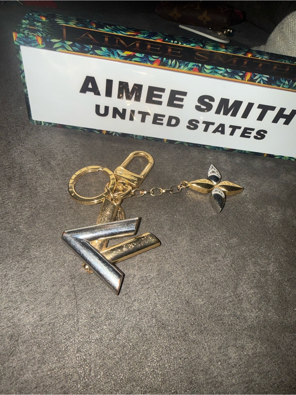 Louis Vuitton Two-Tone Gold & Silver LV Keychain Charm